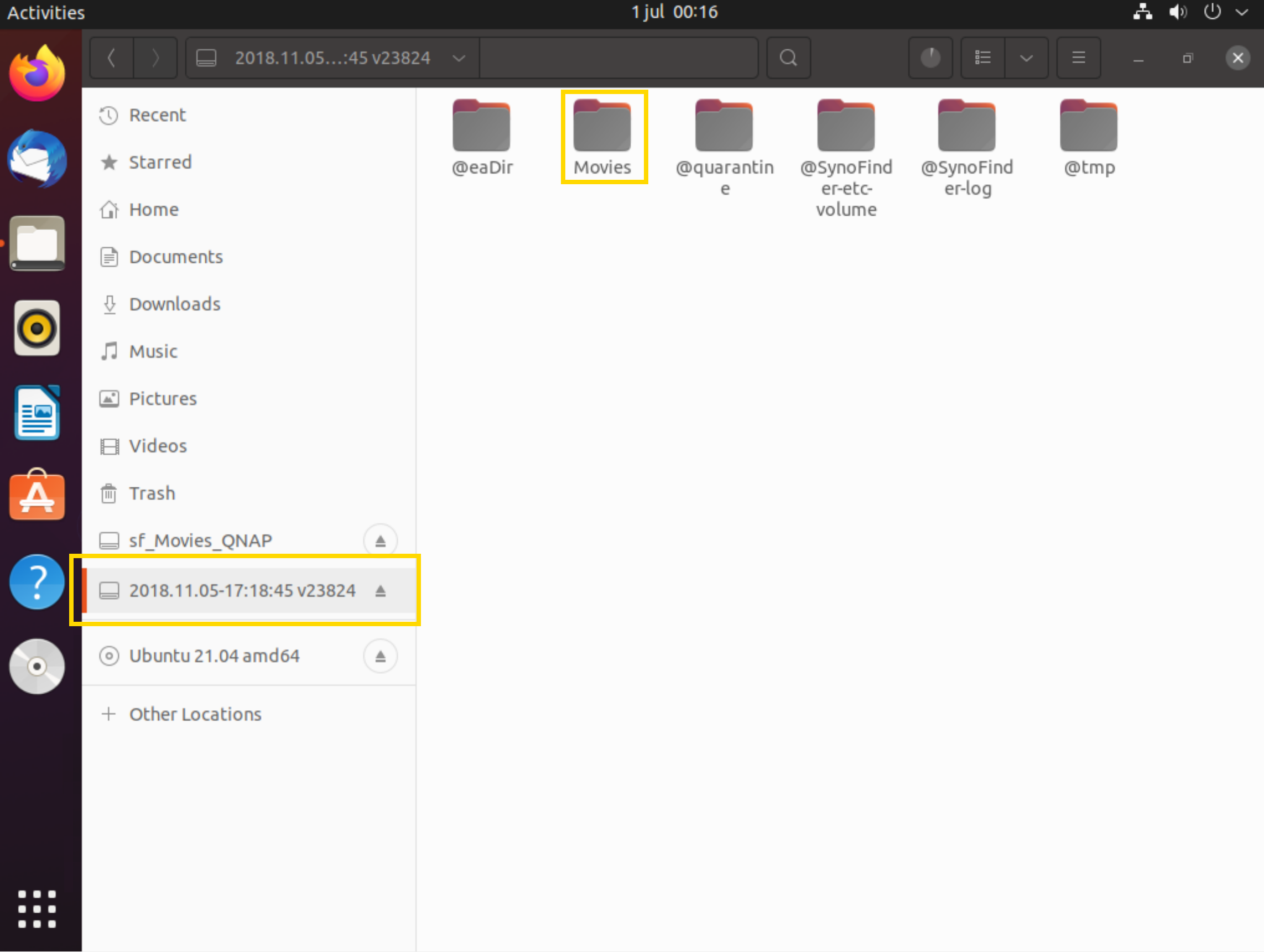 Ubuntu filemanager mounted syno drive