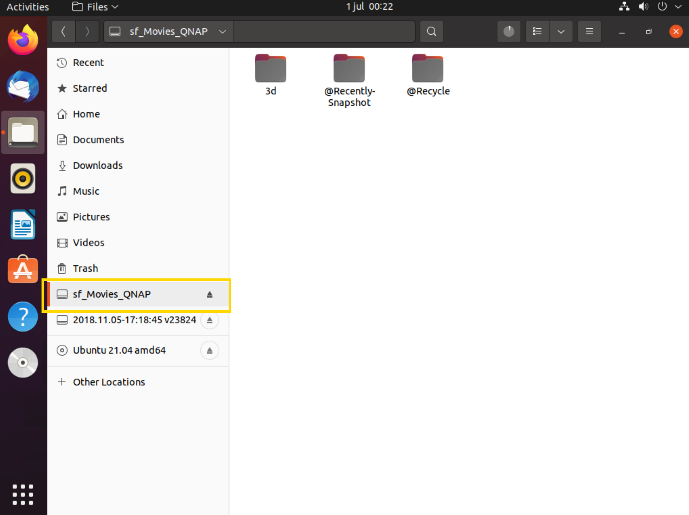 Ubuntu filemanager QNAP share